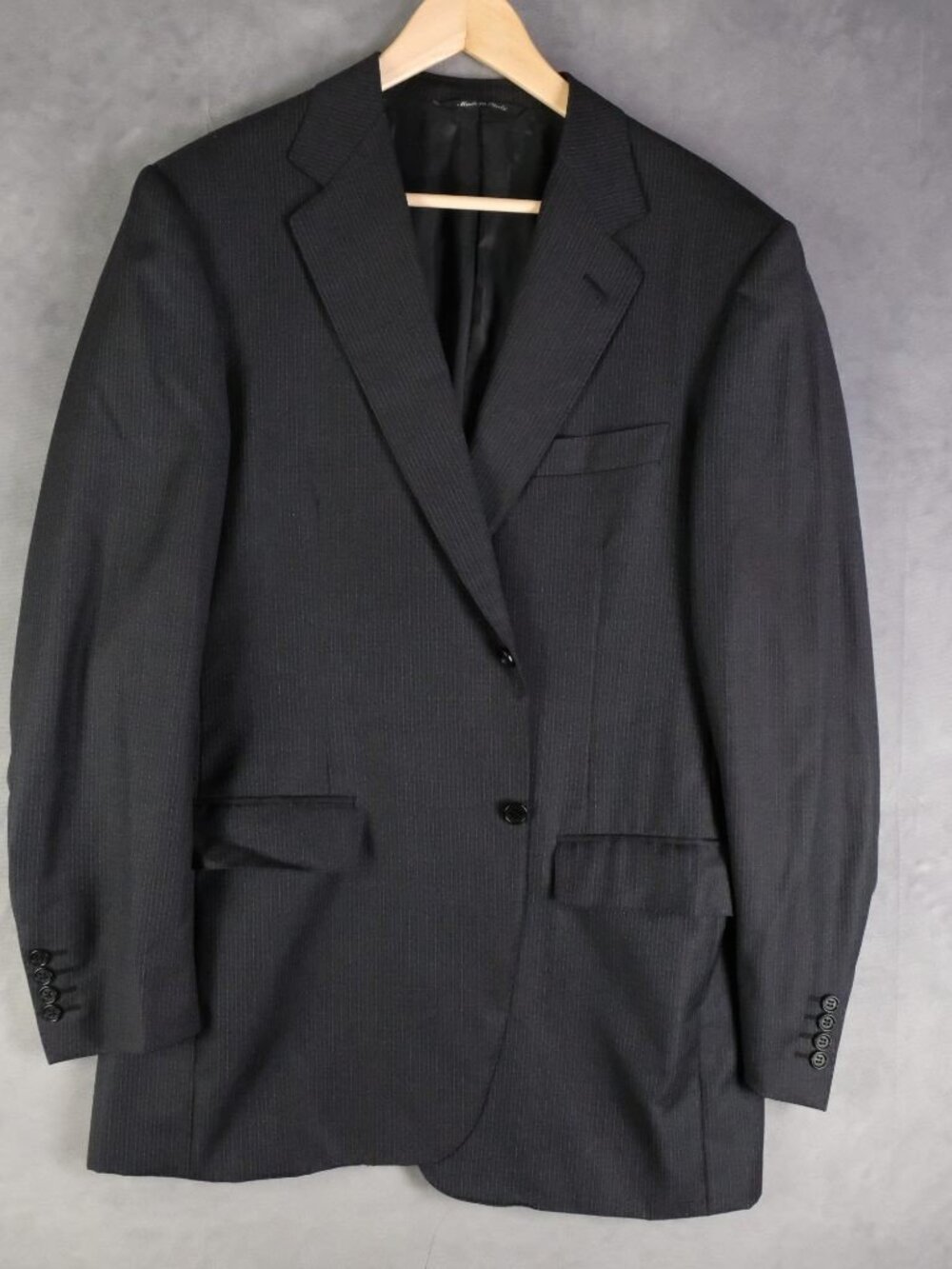 Canali Blazer Mens 52 42L Tall Charcoal Pinstripe Super 120s Wool Two Button